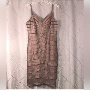 Adriana papell silver metallic ruffle dress 12